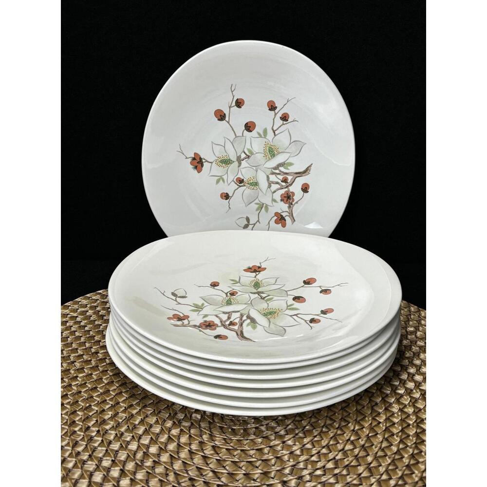 Set of 8 Eva Zeisel Moderncraft Bittersweet Bread Plates | Vintage MCM